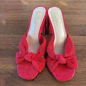 Lulu's Vibrant Red Twist Bow Accent Women's Shoes 9